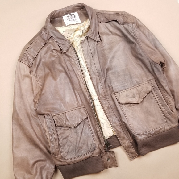 VTG 90's 80's G-III Global Identity Brown Leather Heavyweight Bomber Jacket - Picture 6 of 9